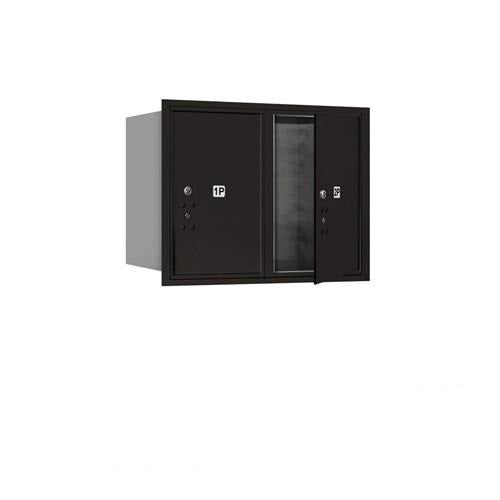 Mailboxes 3706D-2PBFU Salsbury 6 Door High Recessed Mounted 4C Horizontal Parcel Locker with 2 Parcel Lockers in Black with USPS Bccess - Front Loading