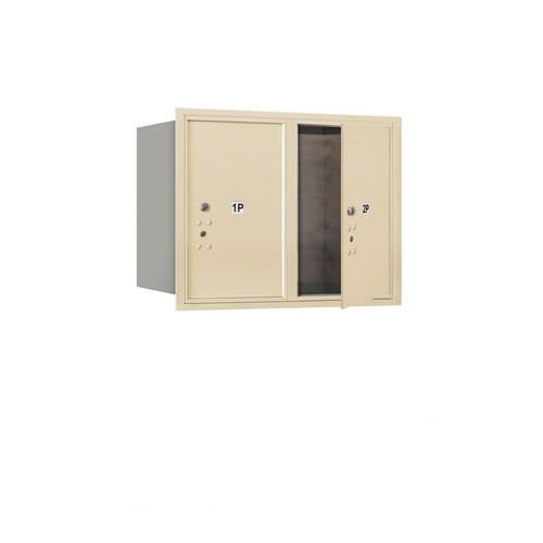 Mailboxes 3706D-2PSFP Salsbury 6 Door High Recessed Mounted 4C Horizontal Parcel Locker with 2 Parcel Lockers in Sandstone with Private Sccess - Front Loading