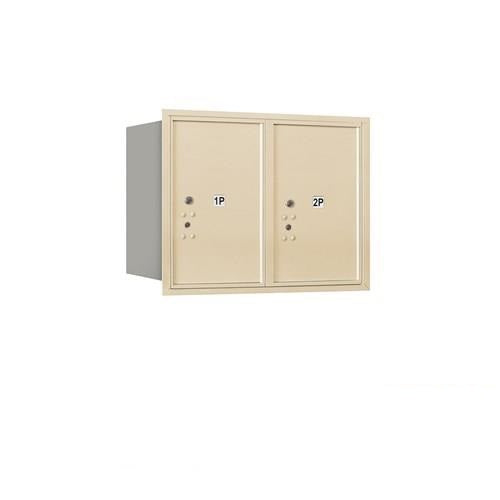 Mailboxes 3706D-2PSRP Salsbury 6 Door High Recessed Mounted 4C Horizontal Parcel Locker with 2 Parcel Lockers in Sandstone with Private Sccess - Rear Loading