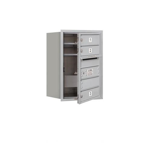 Mailboxes 3706S-03AFP Salsbury 6 Door High Recessed Mounted 4C Horizontal Mailbox with 3 Doors in Aluminum with Private Access - Front Loading