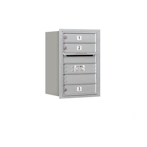 Mailboxes 3706S-03ARP Salsbury 6 Door High Recessed Mounted 4C Horizontal Mailbox with 3 Doors in Aluminum with Private Access - Rear Loading