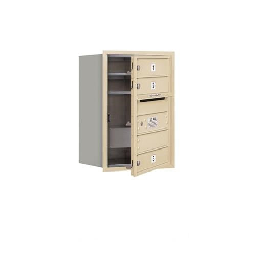 Mailboxes 3706S-03SFP Salsbury 6 Door High Recessed Mounted 4C Horizontal Mailbox with 3 Doors in Sandstone with Private Sccess - Front Loading