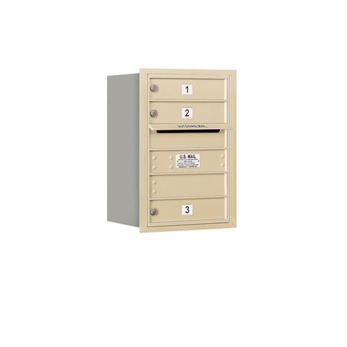 Mailboxes 3706S-03SRP Salsbury 6 Door High Recessed Mounted 4C Horizontal Mailbox with 3 Doors in Sandstone with Private Sccess - Rear Loading