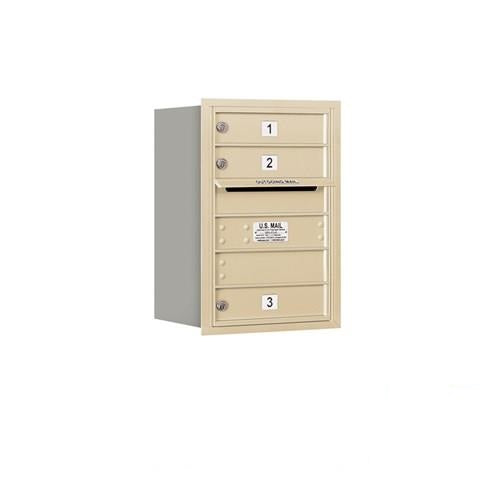 Mailboxes 3706S-03SRU Salsbury 6 Door High Recessed Mounted 4C Horizontal Mailbox with 3 Doors in Sandstone with USPS Sccess - Rear Loading