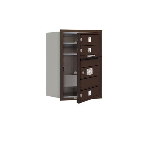 Mailboxes 3706S-03ZFP Salsbury 6 Door High Recessed Mounted 4C Horizontal Mailbox with 3 Doors in Bronze with Private Zccess - Front Loading