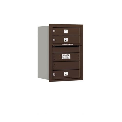 Mailboxes 3706S-03ZRP Salsbury 6 Door High Recessed Mounted 4C Horizontal Mailbox with 3 Doors in Bronze with Private Zccess - Rear Loading