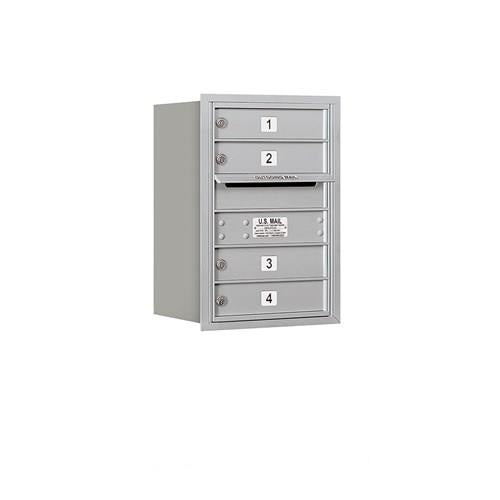 Mailboxes 3706S-04ARP Salsbury 6 Door High Recessed Mounted 4C Horizontal Mailbox with 4 Doors in Aluminum with Private Access - Rear Loading