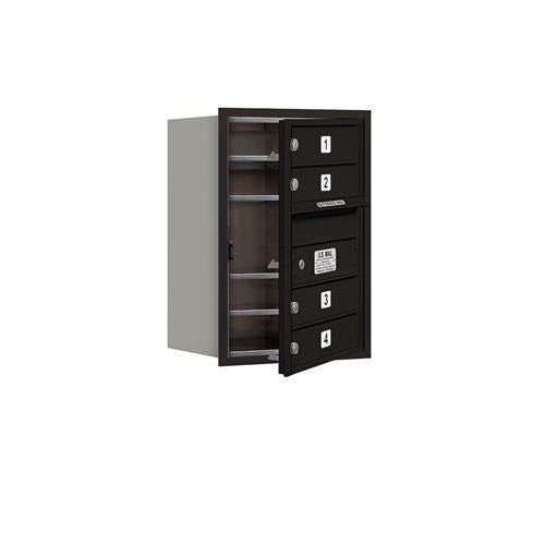 Mailboxes 3706S-04BFU Salsbury 6 Door High Recessed Mounted 4C Horizontal Mailbox with 4 Doors in Black with USPS Bccess - Front Loading