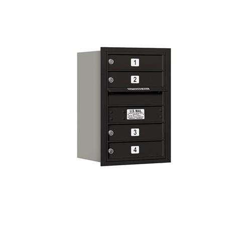 Mailboxes 3706S-04BRP Salsbury 6 Door High Recessed Mounted 4C Horizontal Mailbox with 4 Doors in Black with Private Bccess - Rear Loading