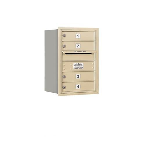 Mailboxes 3706S-04SRP Salsbury 6 Door High Recessed Mounted 4C Horizontal Mailbox with 4 Doors in Sandstone with Private Sccess - Rear Loading