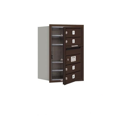 Mailboxes 3706S-04ZFP Salsbury 6 Door High Recessed Mounted 4C Horizontal Mailbox with 4 Doors in Bronze with Private Zccess - Front Loading