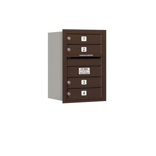 Mailboxes 3706S-04ZRP Salsbury 6 Door High Recessed Mounted 4C Horizontal Mailbox with 4 Doors in Bronze with Private Zccess - Rear Loading