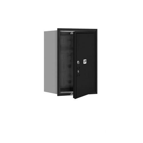 Mailboxes 3706S-1PBFU Salsbury 6 Door High Recessed Mounted 4C Horizontal Parcel Locker with 1 Parcel Locker in Black with USPS Bccess - Front Loading