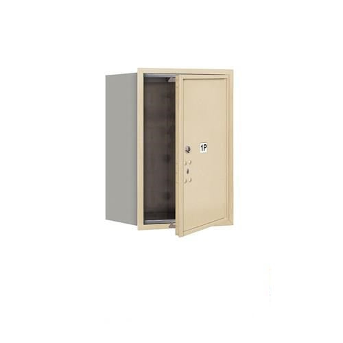 Mailboxes 3706S-1PSFU Salsbury 6 Door High Recessed Mounted 4C Horizontal Parcel Locker with 1 Parcel Locker in Sandstone with USPS Sccess - Front Loading