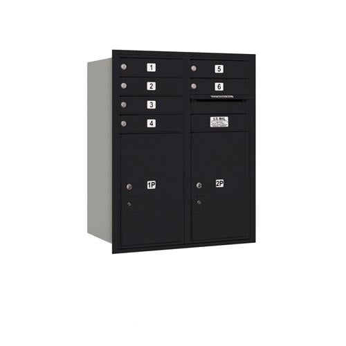 Mailboxes 3710D-06BRP Salsbury 10 Door High Recessed Mounted 4C Horizontal Mailbox with 6 Doors and 2 Parcel Lockers in Black with Private Bccess - Rear Loading