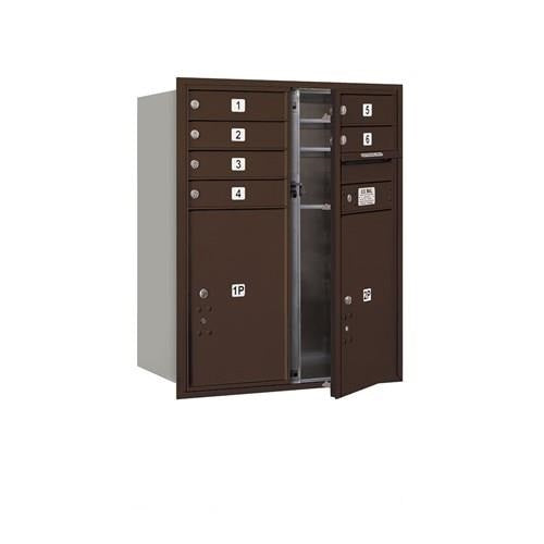 Mailboxes 3710D-06ZFP Salsbury 10 Door High Recessed Mounted 4C Horizontal Mailbox with 6 Doors and 2 Parcel Lockers in Bronze with Private Zccess - Front Loading