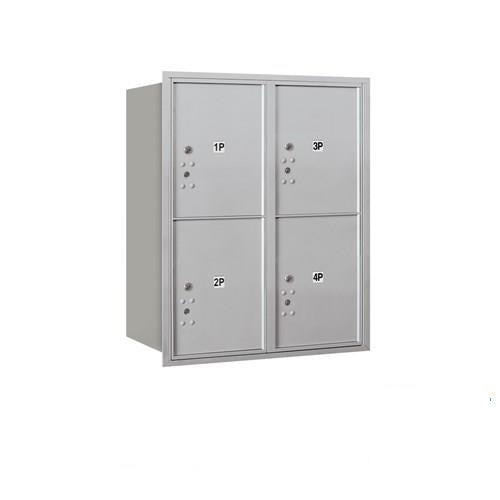 Mailboxes 3710D-4PARP Salsbury 10 Door High Recessed Mounted 4C Horizontal Parcel Locker with 4 Parcel Lockers in Aluminum with Private Access - Rear Loading