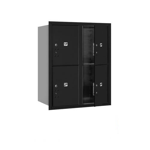 Mailboxes 3710D-4PBFU Salsbury 10 Door High Recessed Mounted 4C Horizontal Parcel Locker with 4 Parcel Lockers in Black with USPS Bccess - Front Loading