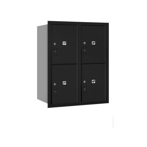 Mailboxes 3710D-4PBRP Salsbury 10 Door High Recessed Mounted 4C Horizontal Parcel Locker with 4 Parcel Lockers in Black with Private Bccess - Rear Loading