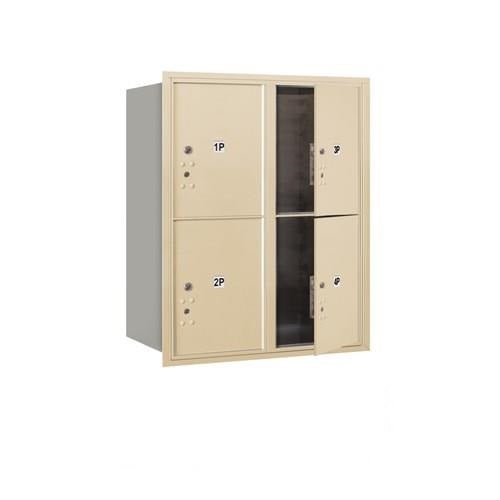 Mailboxes 3710D-4PSFU Salsbury 10 Door High Recessed Mounted 4C Horizontal Parcel Locker with 4 Parcel Lockers in Sandstone with USPS Sccess - Front Loading