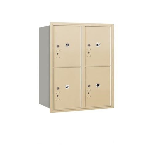 Mailboxes 3710D-4PSRP Salsbury 10 Door High Recessed Mounted 4C Horizontal Parcel Locker with 4 Parcel Lockers in Sandstone with Private Sccess - Rear Loading