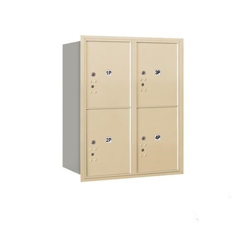 Mailboxes 3710D-4PSRU Salsbury 10 Door High Recessed Mounted 4C Horizontal Parcel Locker with 4 Parcel Lockers in Sandstone with USPS Sccess - Rear Loading