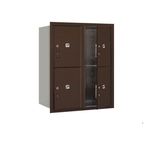 Mailboxes 3710D-4PZFP Salsbury 10 Door High Recessed Mounted 4C Horizontal Parcel Locker with 4 Parcel Lockers in Bronze with Private Zccess - Front Loading