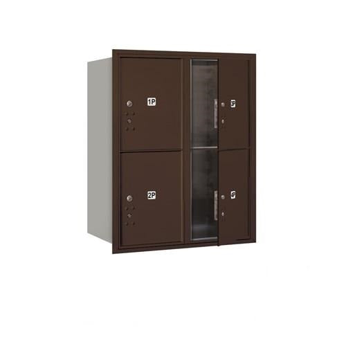 Mailboxes 3710D-4PZFU Salsbury 10 Door High Recessed Mounted 4C Horizontal Parcel Locker with 4 Parcel Lockers in Bronze with USPS Zccess - Front Loading