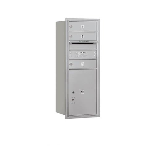 Mailboxes 3710S-03ARP Salsbury 10 Door High Recessed Mounted 4C Horizontal Mailbox with 3 Doors and 1 Parcel Locker in Aluminum with Private Access - Rear Loading