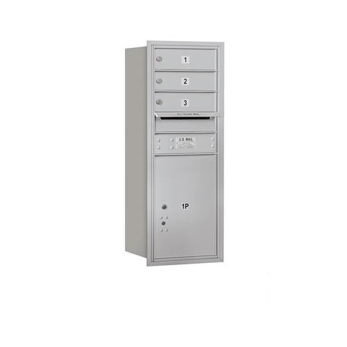 Mailboxes 3710S-03ARU Salsbury 10 Door High Recessed Mounted 4C Horizontal Mailbox with 3 Doors and 1 Parcel Locker in Aluminum with USPS Access - Rear Loading