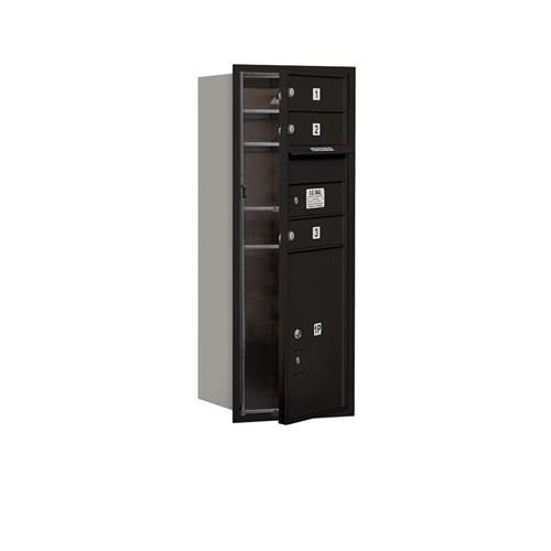 Mailboxes 3710S-03BFP Salsbury 10 Door High Recessed Mounted 4C Horizontal Mailbox with 3 Doors and 1 Parcel Locker in Black with Private Bccess - Front Loading