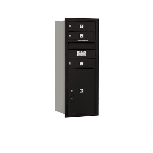 Mailboxes 3710S-03BRP Salsbury 10 Door High Recessed Mounted 4C Horizontal Mailbox with 3 Doors and 1 Parcel Locker in Black with Private Bccess - Rear Loading