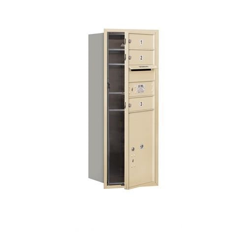 Mailboxes 3710S-03SFP Salsbury 10 Door High Recessed Mounted 4C Horizontal Mailbox with 3 Doors and 1 Parcel Locker in Sandstone with Private Sccess - Front Loading