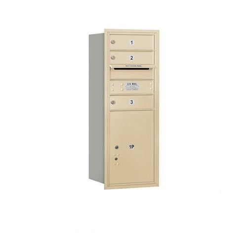 Mailboxes 3710S-03SRP Salsbury 10 Door High Recessed Mounted 4C Horizontal Mailbox with 3 Doors and 1 Parcel Locker in Sandstone with Private Sccess - Rear Loading