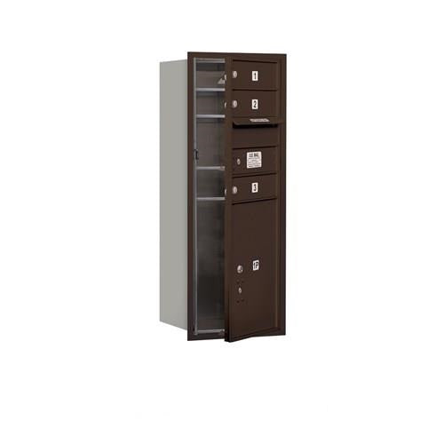 Mailboxes 3710S-03ZFP Salsbury 10 Door High Recessed Mounted 4C Horizontal Mailbox with 3 Doors and 1 Parcel Locker in Bronze with Private Zccess - Front Loading