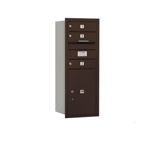 Mailboxes 3710S-03ZRP Salsbury 10 Door High Recessed Mounted 4C Horizontal Mailbox with 3 Doors and 1 Parcel Locker in Bronze with Private Zccess - Rear Loading