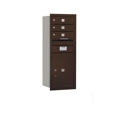 Mailboxes 3710S-03ZRU Salsbury 10 Door High Recessed Mounted 4C Horizontal Mailbox with 3 Doors and 1 Parcel Locker in Bronze with USPS Zccess - Rear Loading