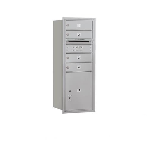 Mailboxes 3710S-04ARP Salsbury 10 Door High Recessed Mounted 4C Horizontal Mailbox with 4 Doors and 1 Parcel Locker in Aluminum with Private Access - Rear Loading