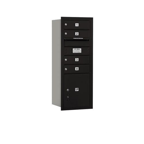 Mailboxes 3710S-04BRP Salsbury 10 Door High Recessed Mounted 4C Horizontal Mailbox with 4 Doors and 1 Parcel Locker in Black with Private Bccess - Rear Loading