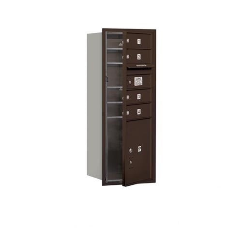 Mailboxes 3710S-04ZFP Salsbury 10 Door High Recessed Mounted 4C Horizontal Mailbox with 4 Doors and 1 Parcel Locker in Bronze with Private Zccess - Front Loading