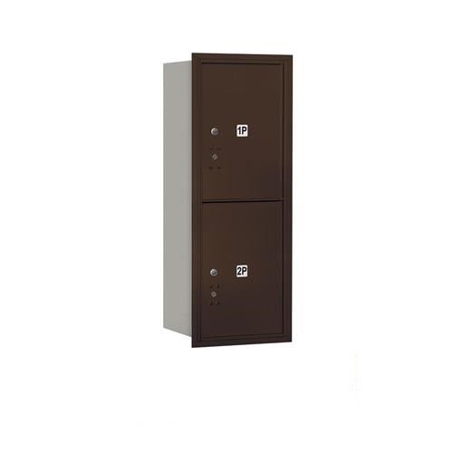 Mailboxes 3710S-2PZRU Salsbury 10 Door High Recessed Mounted 4C Horizontal Parcel Locker with 2 Parcel Lockers in Bronze with USPS Zccess - Rear Loading