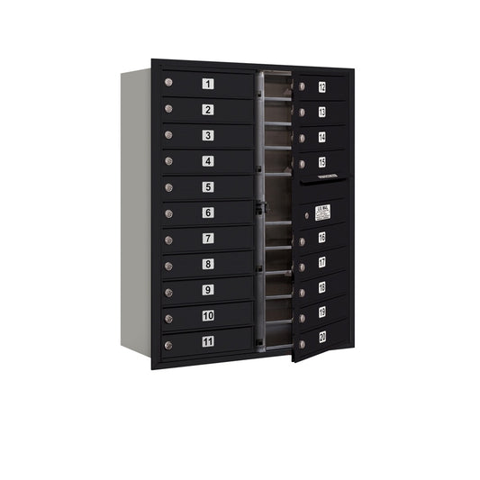 Mailboxes 3711D-20BFP Salsbury 11 Door High Recessed Mounted 4C Horizontal Mailbox with 20 Doors in Black with Private Bccess - Front Loading