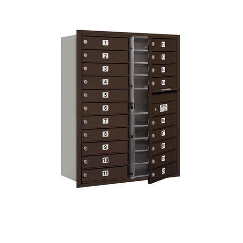 Mailboxes 3711D-20ZFU Salsbury 11 Door High Recessed Mounted 4C Horizontal Mailbox with 20 Doors in Bronze with USPS Zccess - Front Loading