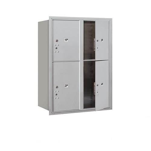 Mailboxes 3711D-4PAFP Salsbury 11 Door High Recessed Mounted 4C Horizontal Parcel Locker with 4 Parcel Lockers in Aluminum with Private Access - Front Loading