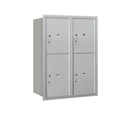 Mailboxes 3711D-4PARP Salsbury 11 Door High Recessed Mounted 4C Horizontal Parcel Locker with 4 Parcel Lockers in Aluminum with Private Access - Rear Loading