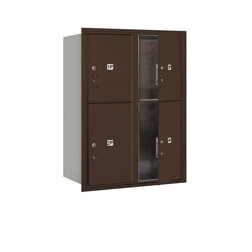Mailboxes 3711D-4PZFP Salsbury 11 Door High Recessed Mounted 4C Horizontal Parcel Locker with 4 Parcel Lockers in Bronze with Private Zccess - Front Loading