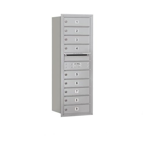 Mailboxes 3711S-09ARP Salsbury 11 Door High Recessed Mounted 4C Horizontal Mailbox with 9 Doors in Aluminum with Private Access - Rear Loading