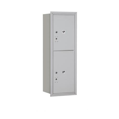 Mailboxes 3711S-2PARP Salsbury 11 Door High Recessed Mounted 4C Horizontal Parcel Locker with 2 Parcel Lockers in Aluminum with Private Access - Rear Loading