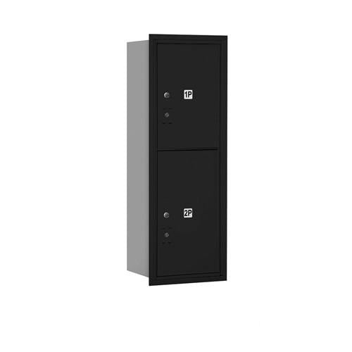 Mailboxes 3711S-2PBRP Salsbury 11 Door High Recessed Mounted 4C Horizontal Parcel Locker with 2 Parcel Lockers in Black with Private Bccess - Rear Loading