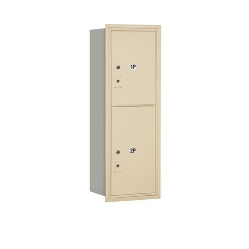 Mailboxes 3711S-2PSRP Salsbury 11 Door High Recessed Mounted 4C Horizontal Parcel Locker with 2 Parcel Lockers in Sandstone with Private Sccess - Rear Loading